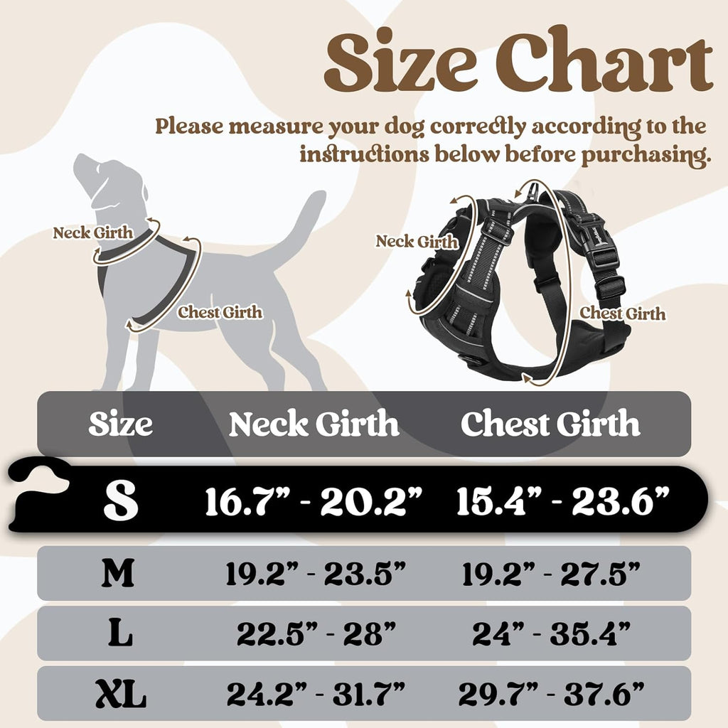 rabbitgoo Dog Harness Small Sized, No Pull Pet Harness with 3 Buckles, Adjustable Soft Padded Vest with Control Handle, Walking Reflective Pet Vest for Small Dogs, Black, S