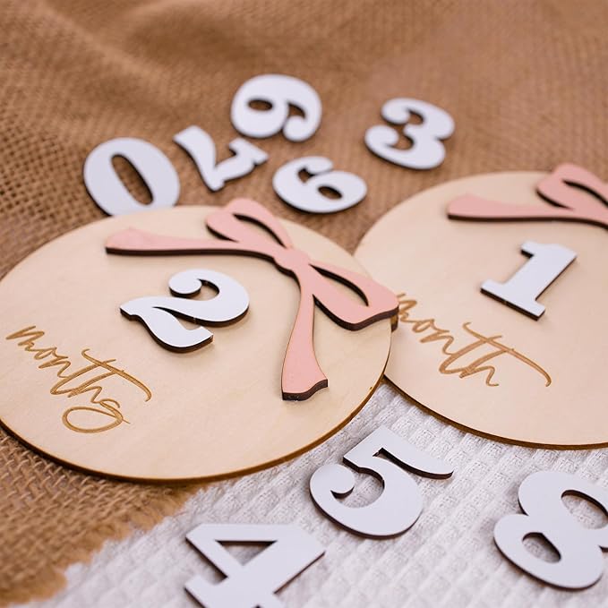 Daisy 3D Baby Monthly Milestone, Wooden Baby Milestone Signs, Monthly Milestone Wood Discs, Baby Milestone Discs (A24)