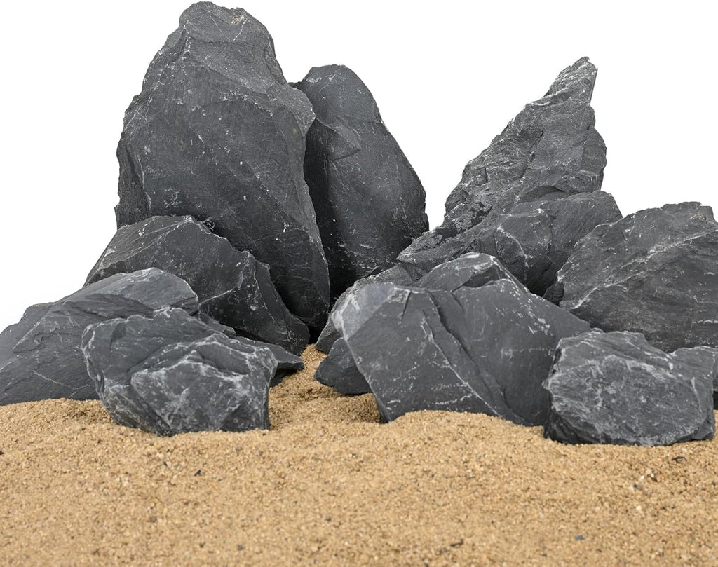 Natural Slate Stone Rocks 2 to 6 inch Aquariums Stone for Aquascaping,Terrariums,Reptile Enclosures,Paludariums, and Gardens-10lb