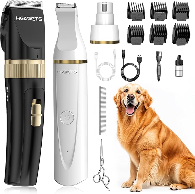HEAPETS Dog Hair Clippers for Grooming Kit and Dog Paw Trimmer Nail Grinder for by Heapets