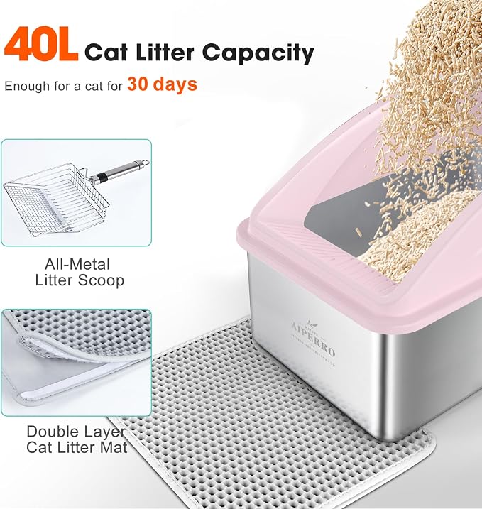 Stainless Steel Litter Box | XXL Deepened 8" Design Enclosed Box - Image 6