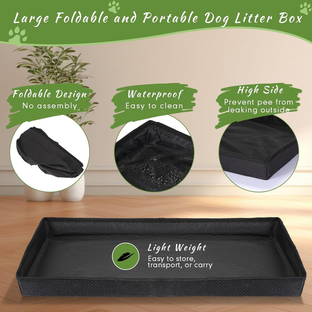 35'' x 22.6'' Dog Grass Pad Large Patch Potty with 2 Artificial Dog Grass Washable Puppy Pee Pad Foldable Dog Litter Box Indoor Outdoor Dog Potty Portable Pet Loo for Travel Balcony