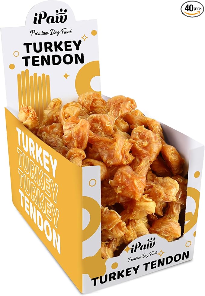 iPaw Turkey Tendon for Dogs 40 Pcs Bulk Pack, Ingredient Sourced from USA by iPawPawsomePetSupplies