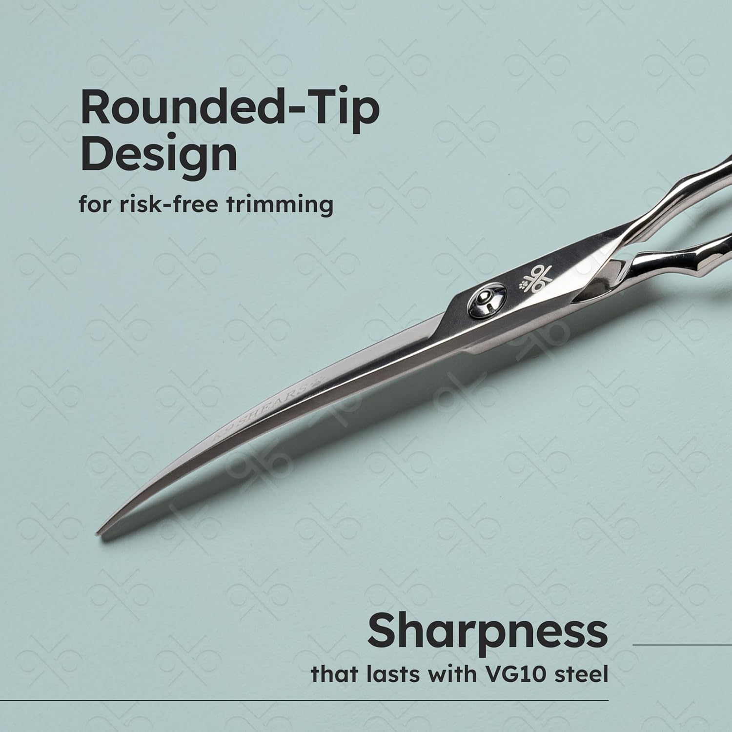 7” Curved Dog Grooming Scissors｜VG10 Japanese Steel Professional Pet Grooming Shears for Cats & Dogs｜Face, Paws, Ears & Tail Precision Trimming｜Lightweight Ergonomic Handcrafted Design｜K9 Shears