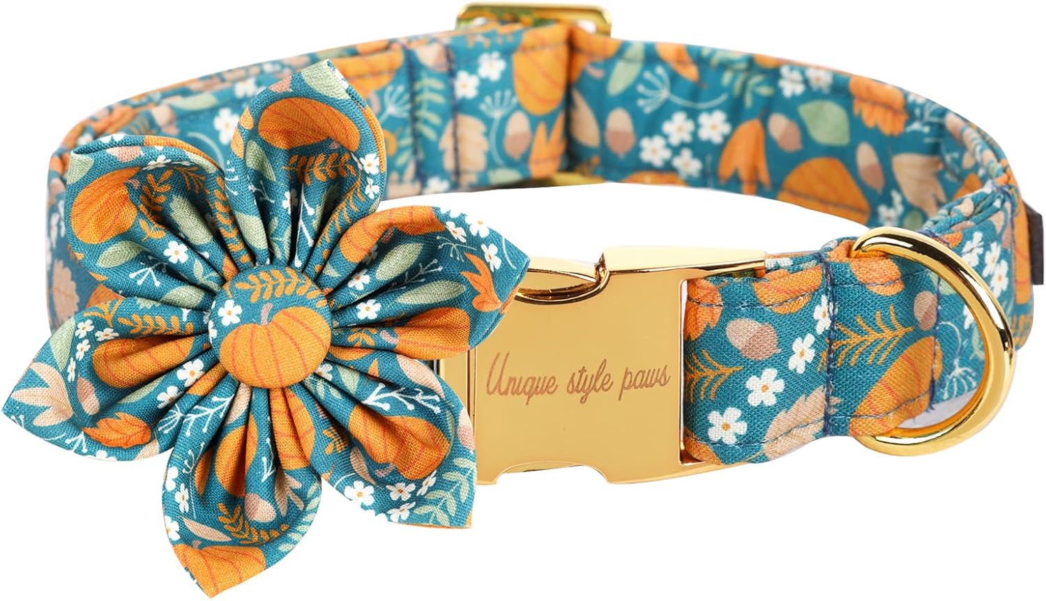 Unique style paws Halloween Dog Collar with Flower Tie Pumpkin Cotton Collar Adjustable Puppy Collar for Small Medium Large Dogs-S