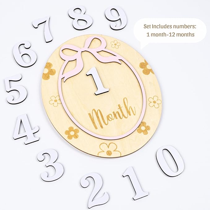 Baby Monthly Milestone Cards - Acrylic Monthly Milestone Discs - Newborn Photography Props to Document Your Baby´s Growth - Baby Announcement Sign (B09)