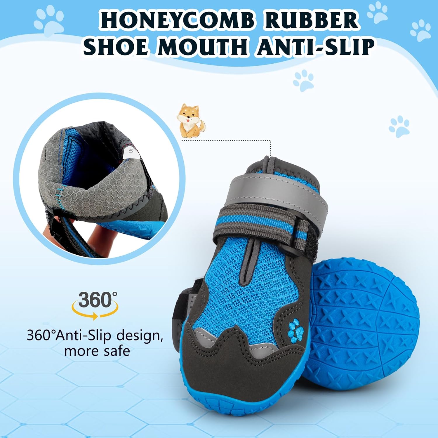 Dog Shoes for Large Medium Small Dog, Mesh Breathable Dog Shoes for Hot Pavement, Anti-Slip Dogs Boots Paw Protectors with Reflective for Outdoor Walking Indoor Hardfloors (Size 2)