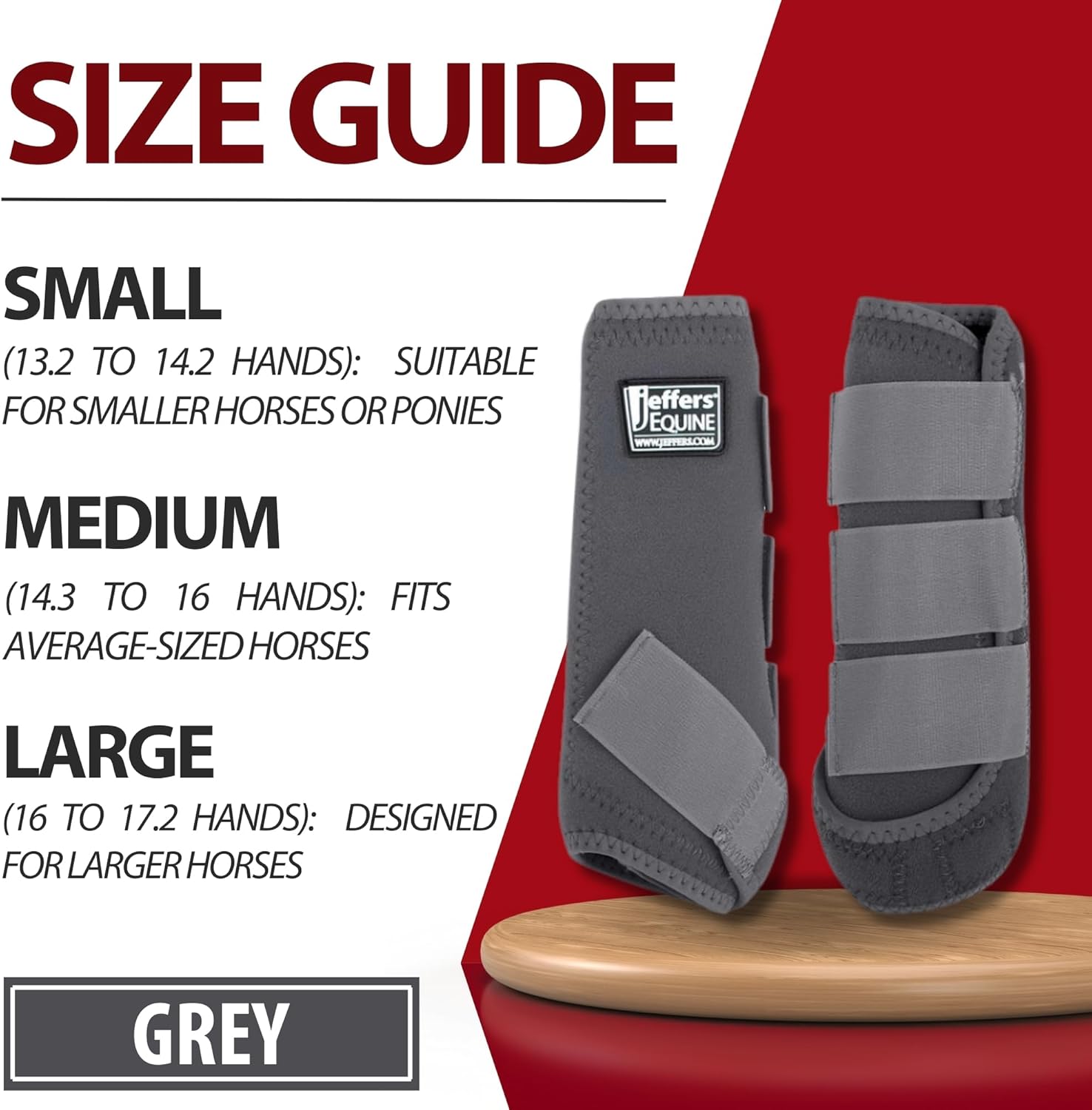 Jeffers Equine Protective Horse Boots 1 Pair Grey - Safe Neoprene Leg Guards & Comfortable Fit, Durable Strap Closures, Front & Hind Support, Equestrian Accessories for Travel & Riding - Medium