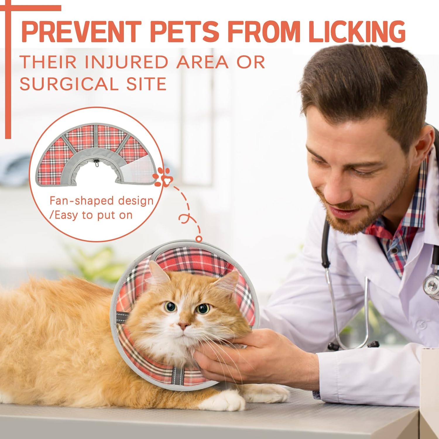 Cat Cone Collar Soft, Cat Recovery Collar for Large Medium Small Cats Kittens, Pet Cone Alternative After Surgery