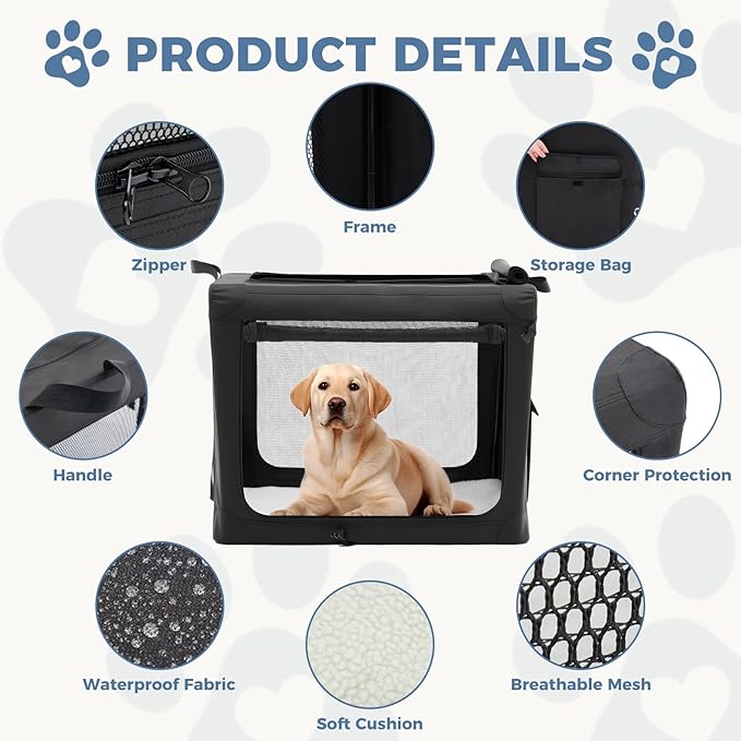 DUMOS Dog Crate 30 Inch Travel Cat Pet Carrier - Image 3