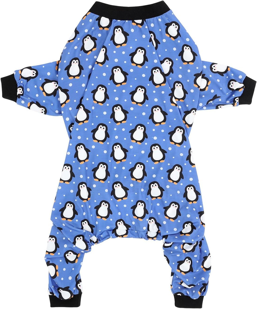 HDE Dog Pajamas One Piece Jammies Jumpsuit Pet Clothes Outfit Stretchy Lightweight Comfy Shirt Pjs for M-3XL Dogs Penguin Polka Dots - 3XL