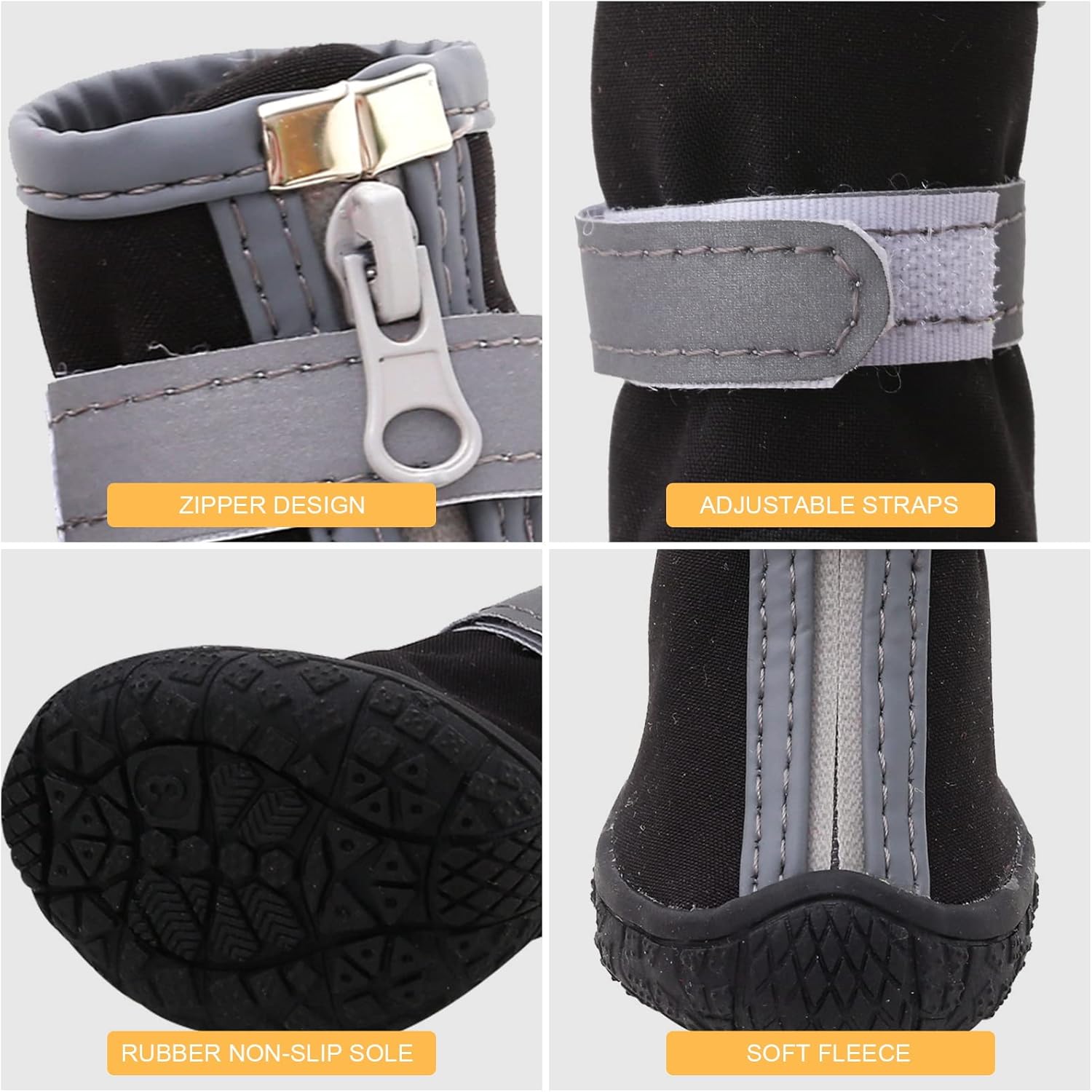 Dog Shoes for Small Dogs, Puppy Dog Boots & Paw Protector for Winter Snow Day, Summer Hot Pavement, Waterproof in Rain Weather, Ourdoor Hiking, Indoor Hardfloors with Anti Slip Sole 4PCS/Set