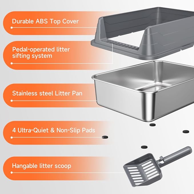 Stainless Steel Cat Litter Box, Odor Free Metal Litter Box - Image 8