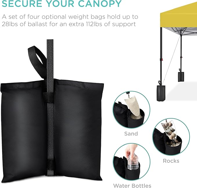 Best Choice Products 12x12ft 1-Person Setup Pop Up Canopy Tent Instant Portable Shelter w/ 1-Button Push, Case, 4 Weight Bags - Yellow