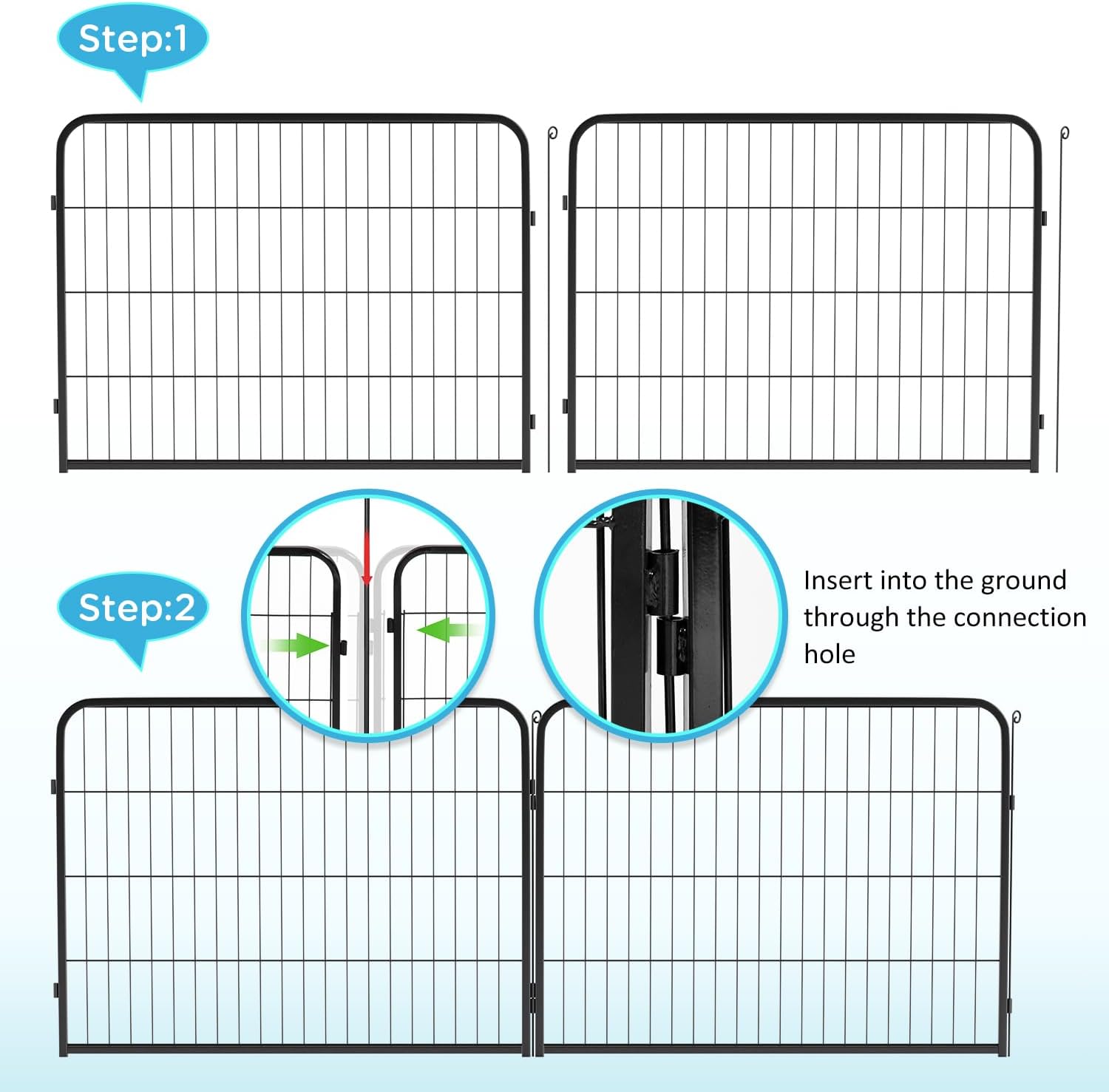BestPet | Dog Playpen | 32 Inch, 6 Panels | Heavy Duty Metal Pet Exercise Pen | Indoor Outdoor Fence Panels | Rust-Resistant, Removable, Tool-Free Setup | Anti-Skid, Expandable Design