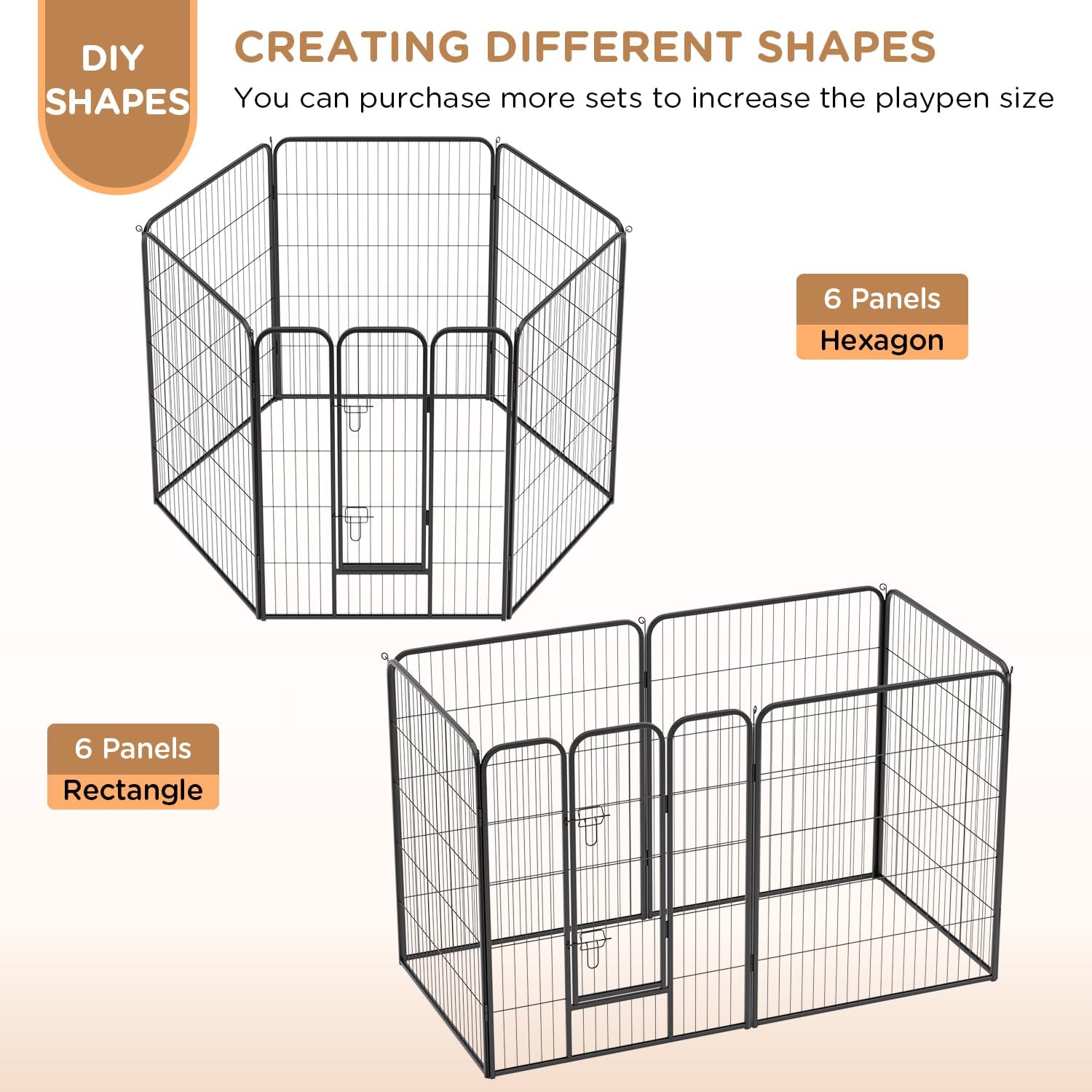 BestPet Dog Playpen Indoor 40 inch 6 Panels Metal Dog Pen Pet Dog Fence Outdoor Exercise Pen with Doors,Pet Puppy Playpen for RV Camping Yard, Black