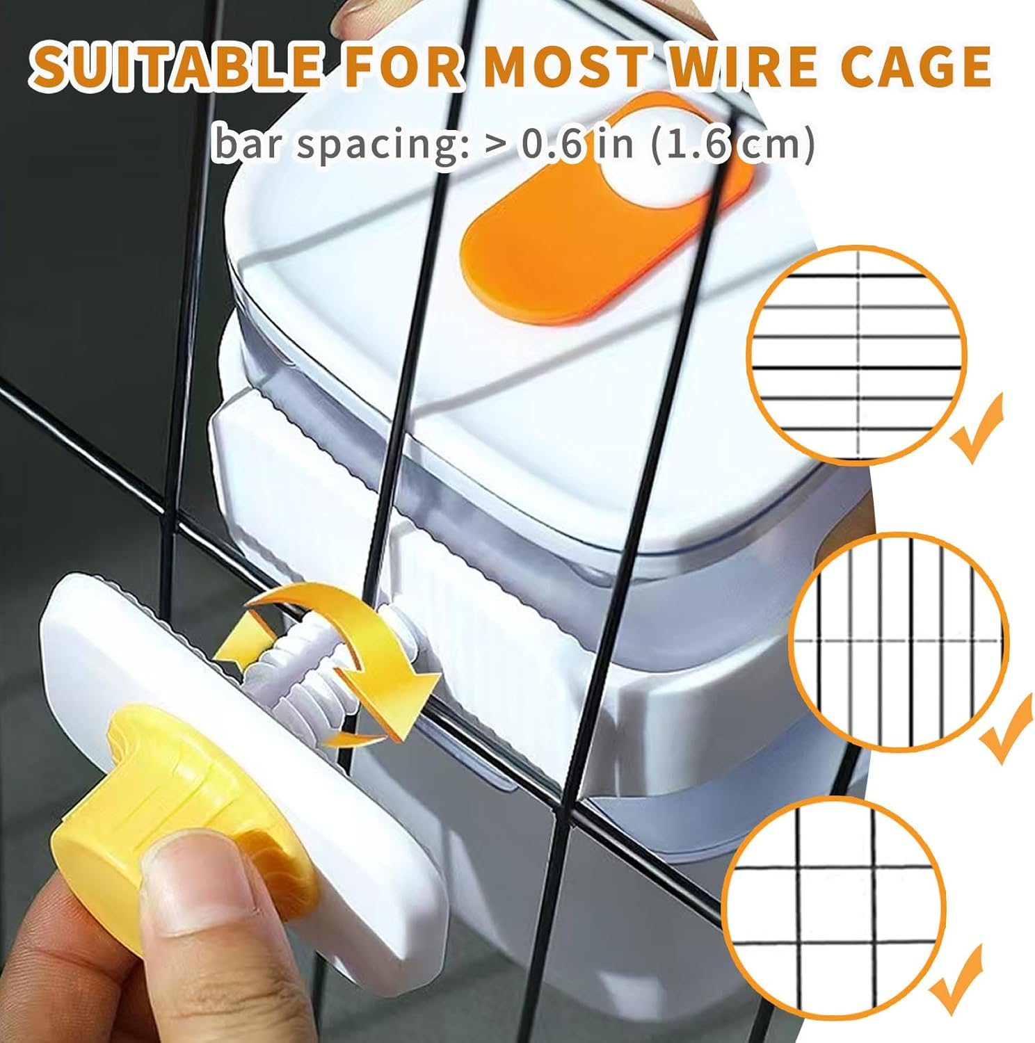 34oz Automatic Rabbit Feeder for Cages, Hanging Auto Bunny Food Bowl Dispenser Small Aniaml Cage Accessories for Ferret Guinea Pig Rat Rabbit Cat Puppy (White)