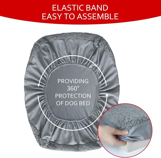 Dog Bed Covers Soft Plush Replacement Washable, Waterproof Pet Mattress Bed - Image 5