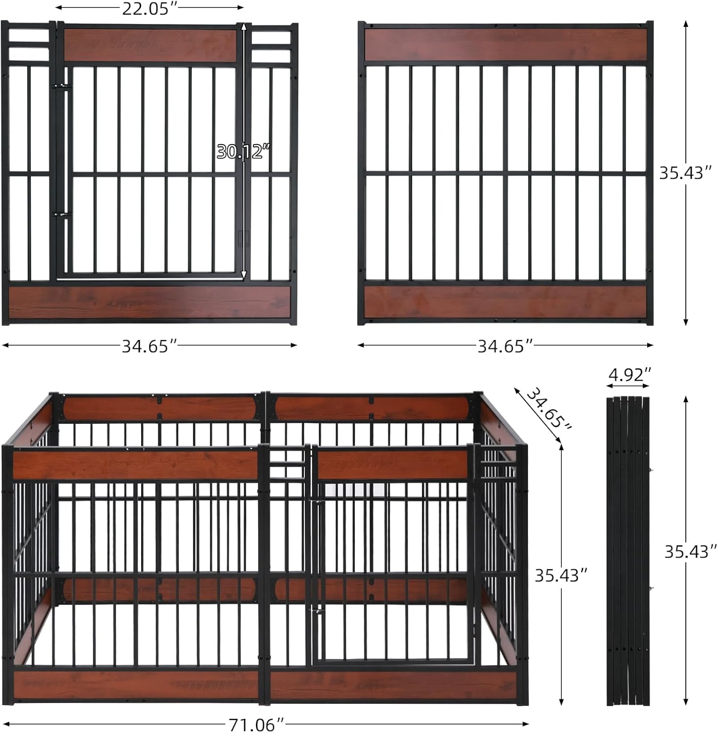 Dog Playpen, 35.4" Height Dog Pen Indoor, Heavy Duty, Safe and Sturdy, Furniture Style Puppy Pen (12 Panels (35.4" High), Mahogany)