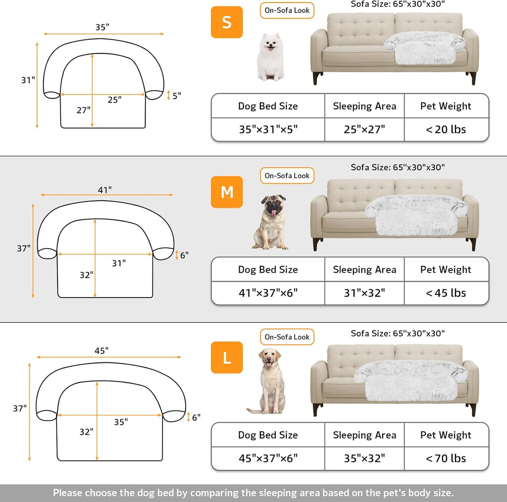Calming Dog Bed Fluffy Plush Dog Mat for Furniture Protector with Removable Washable Cover for Large Medium Small Dogs and Cats (Medium, Light Grey)