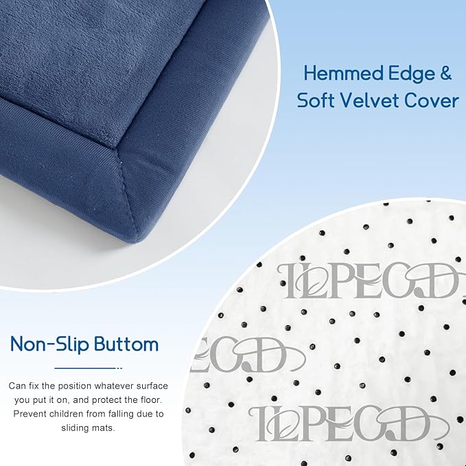 Baby Play Mat for Floor Tummy Time Mat Nursery Muscle Area Rug Playroom Rug Tatami 59"*59" Memory Foam 1.3" Thick Crawling For Babies,Toddlers, Infants, Kids,Floor(Blue)