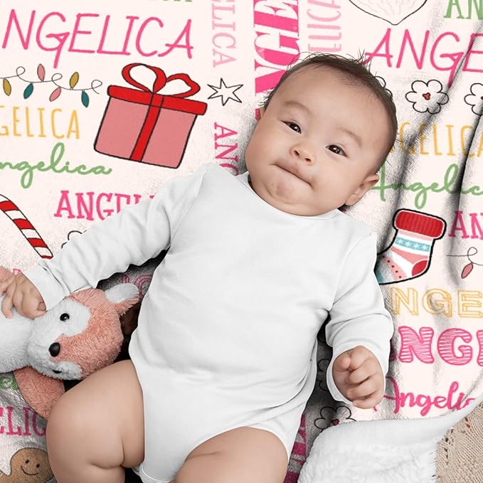 Custom Plush Cozy Blanket | Personalized Name Blanket for Boys and Girls | Christmas Decor Gift | 60"x80"-Adults/Twin Size