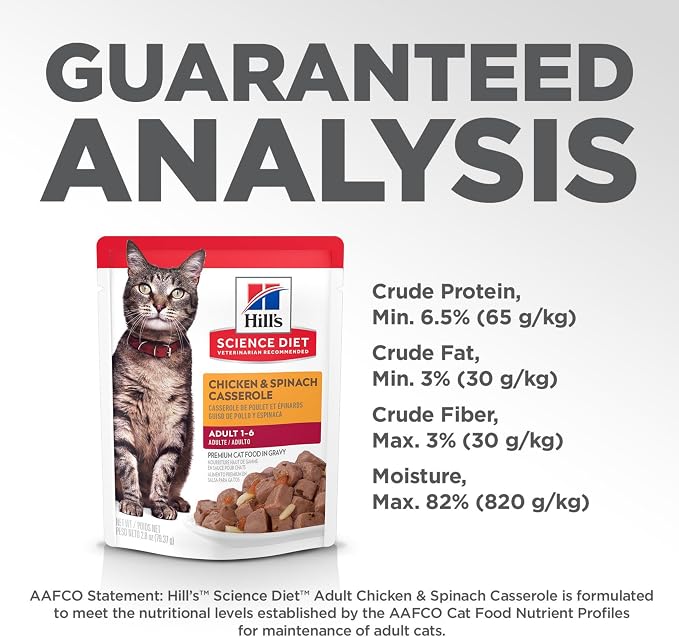 Hill's Science Diet Adult 1-6 Wet Cat Food, Chicken & Spinach, 2.8 oz. Pouches - Image 10