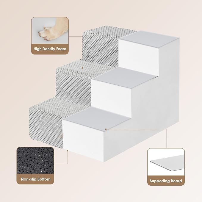 EHEYCIGA Dog Stairs for Small Dogs 13.5" H, 3-Step Dog Steps for Couch Sofa and - Image 3