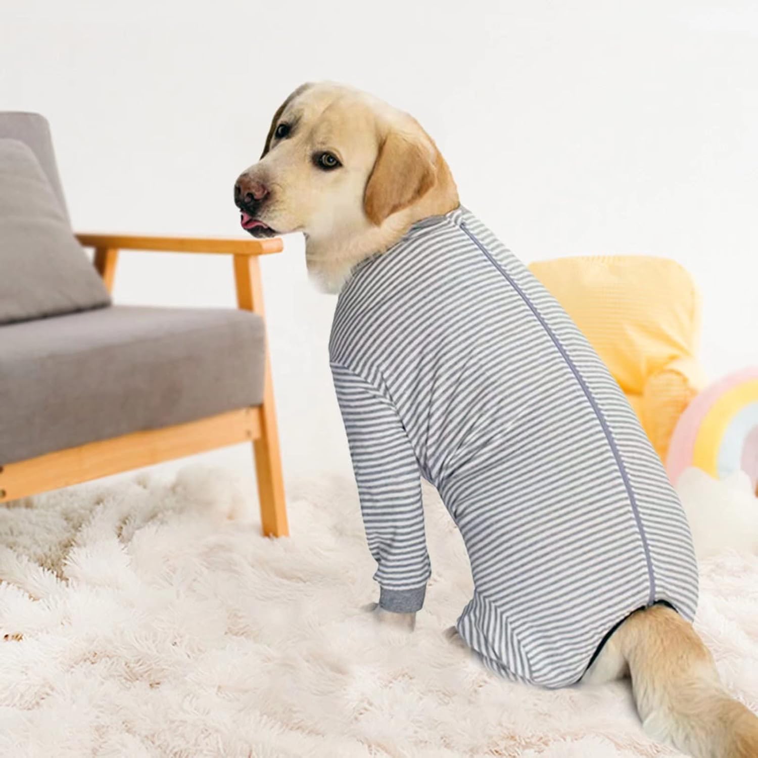 Yeapeeto Dog Onesie Surgery Recovery Suit for Large Medium Bodysuit Dogs Pajamas PJS Full Body for Shedding, Prevent Licking, Wound Protection, Cone Alternative (4X-Large (Pack of 1), Grey)