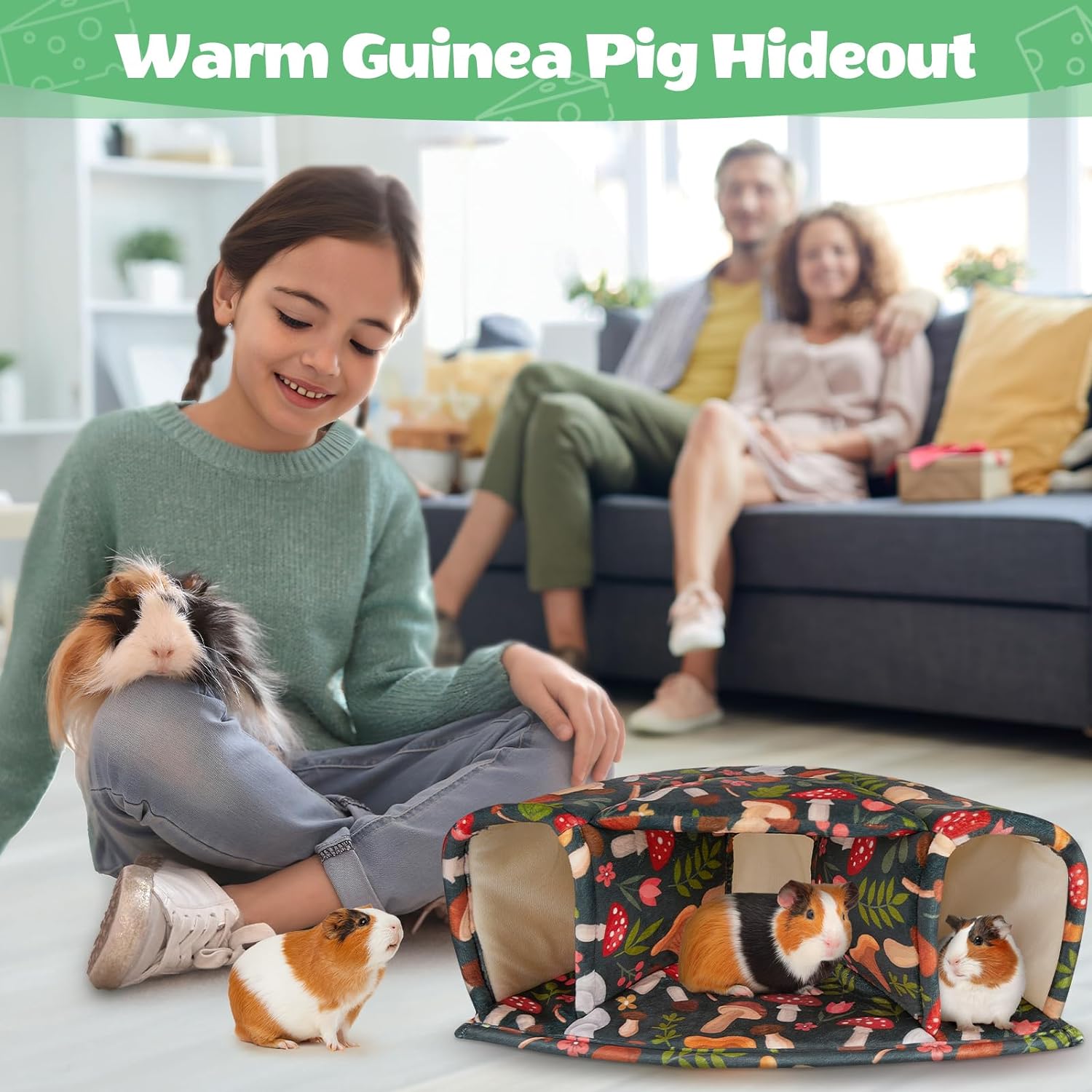 Unicorn Catcher Guinea Pig Hideout - Large Cozy Bed, Warm House, Washable Tunnel Accessories for Small Pets: Hamster, Chinchilla, Bunny