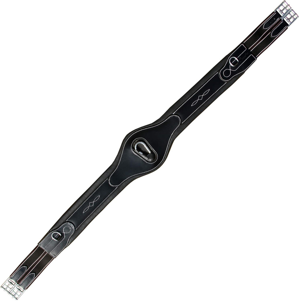 Exion Designer Anatomic Snap Over Lay Girth | Comfortable Leather Horse Girth for English Saddles | Jumping & Riding