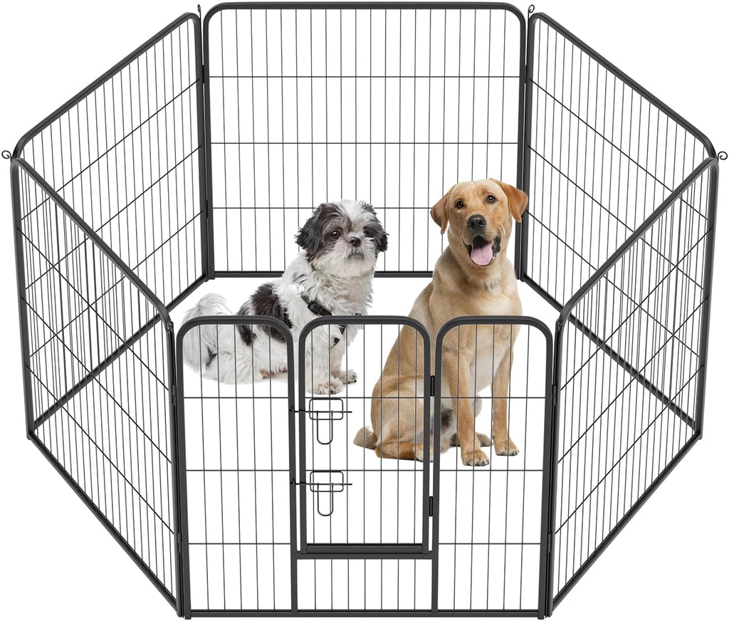 BestPet | Dog Playpen | 32 Inch, 6 Panels | Heavy Duty Metal Pet Exercise Pen | Indoor Outdoor Fence Panels | Rust-Resistant, Removable, Tool-Free Setup | Anti-Skid, Expandable Design