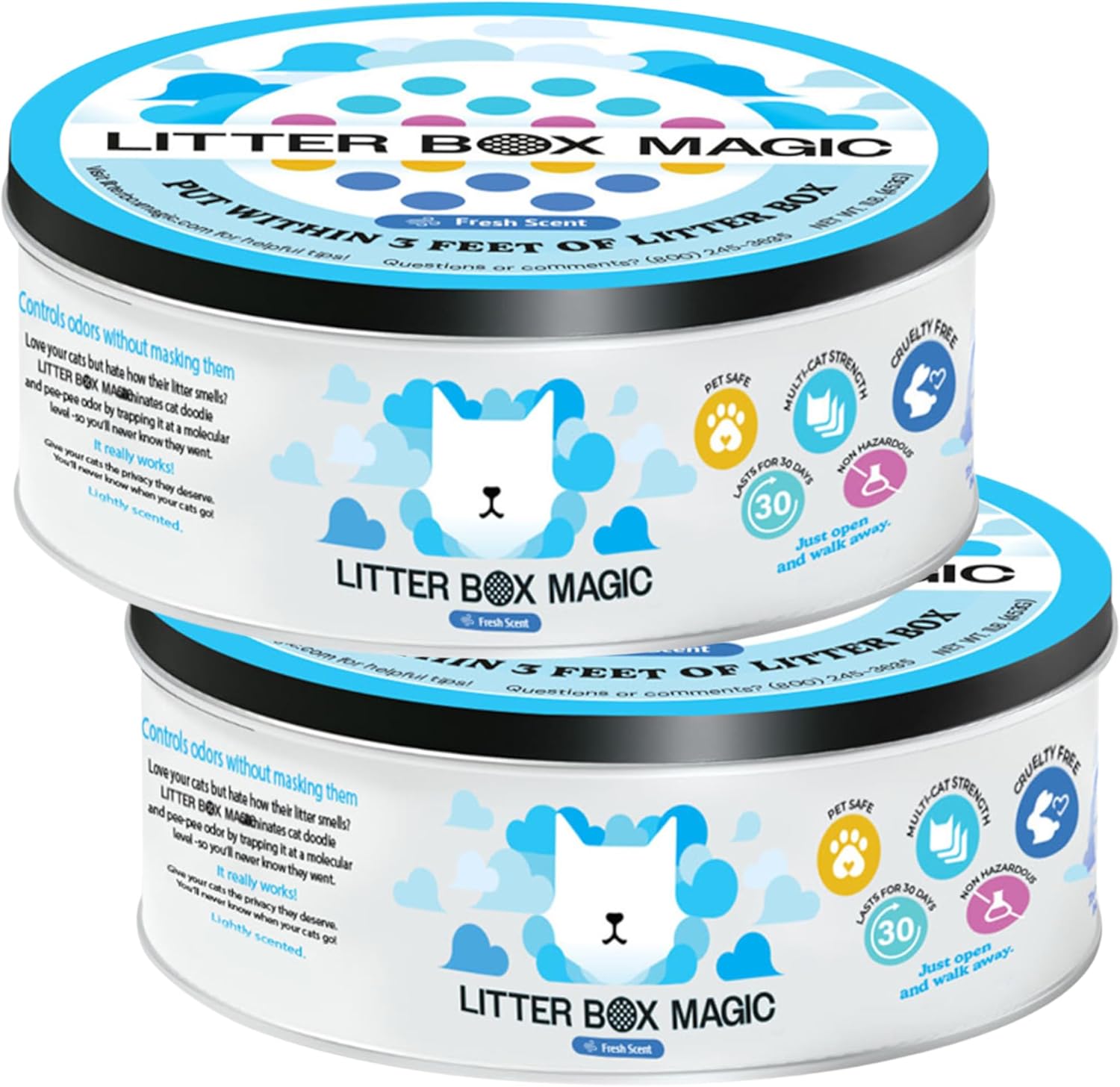 Cat Litter Deodorizer Jar (Fresh Scent, 16 Oz, Pack of 2) - Cat Litter Odor Absorber Gel In A Jar - Litter Box Pet Air Freshener - Litter Odor Eliminator to Freshen Air