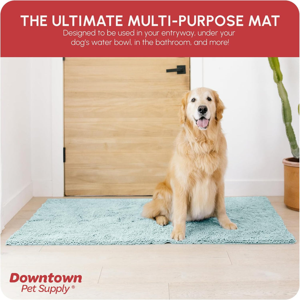 My Doggy Place Microfiber Dog Mat for Muddy Paws, 60" x 36" Light Blue - Non-Slip, Absorbent and Quick-Drying Dog Paw Cleaning Mat, Washer and Dryer Safe - X-Large/Runner