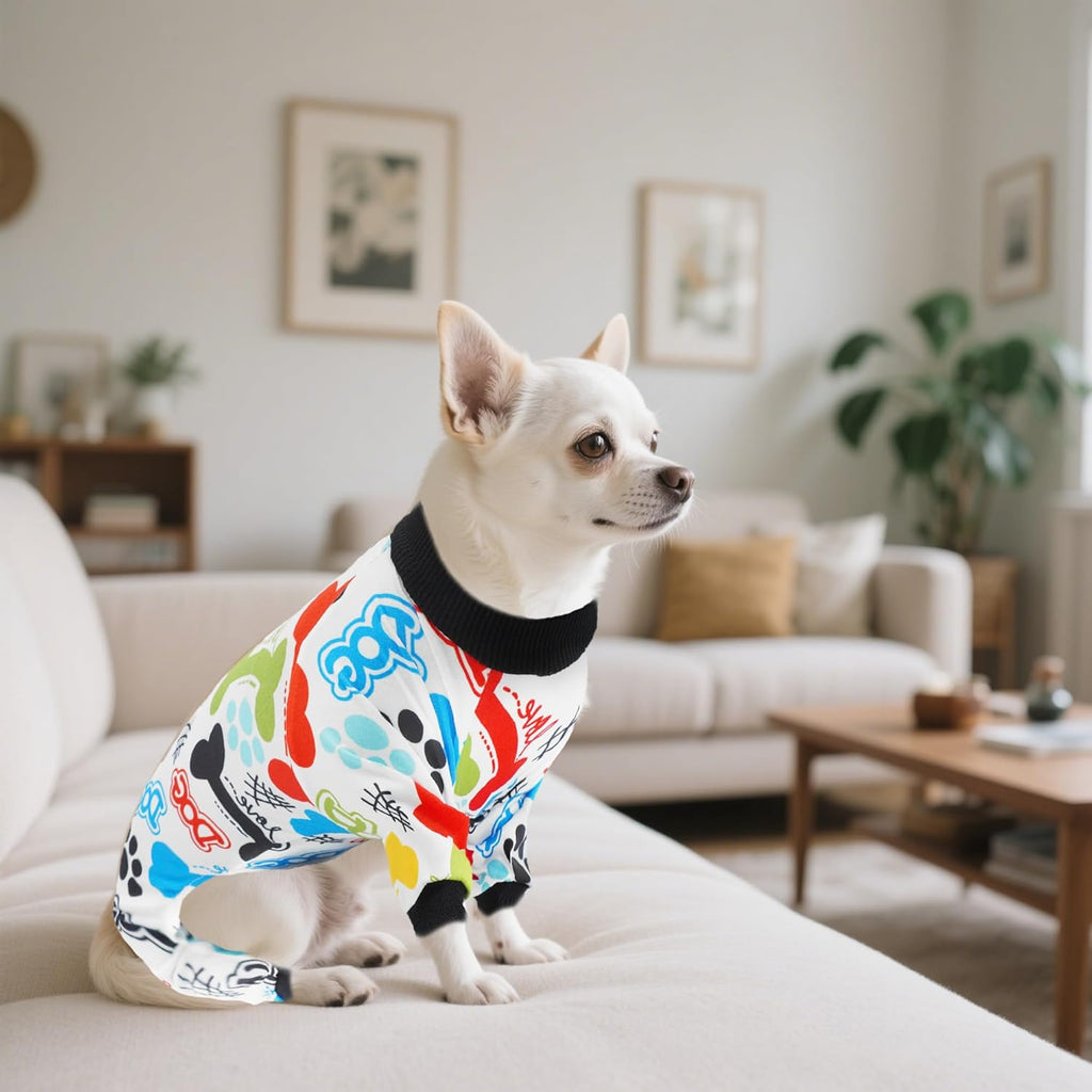 2PCS Dog Pajamas for Extral Large Dog Pjs Clothes Puppy Onesies Outfits Pet Jammies Boy Girl Male Female Apparel Soft Strechy Paw Bone Print XL