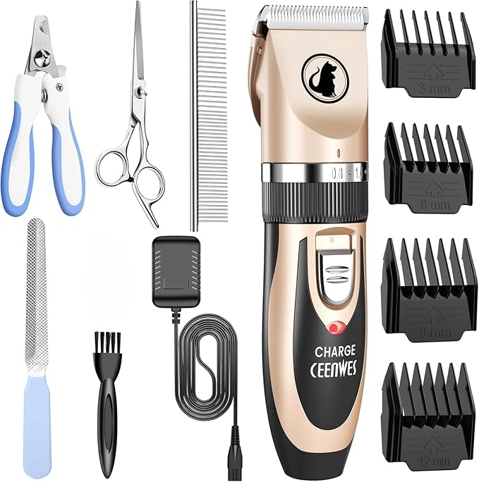 Ceenwes Dog Clippers Low Noise Pet Clippers Rechargeable Trimmer Cordless by Ceenwes