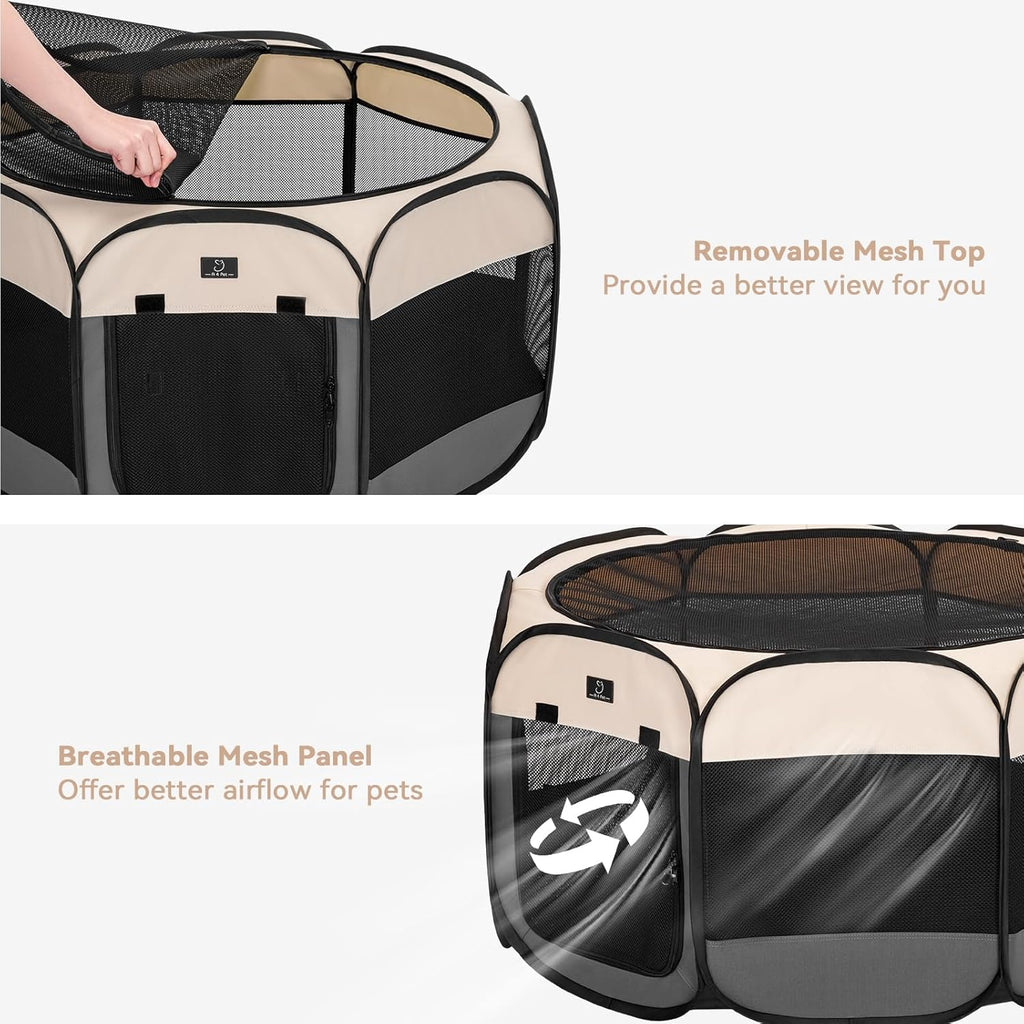 A4Pet Portable Kitten Playpen for Cats, 27" Foldable Pet Playpen for Puppy/Cat/Rabbit/Chick, with Removable Zipper Top & Mesh Panel(11”W × 7.5”H)