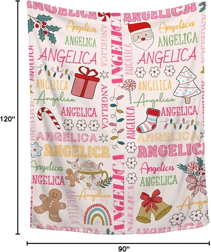 Custom Christmas Blanket | Personalized Holiday Blanket for Boys Girls | Plush Cozy Custom Name Blanket | Christmas Decor Personalized Gifts Name Blanket | 90"x120"-Familys/King Size