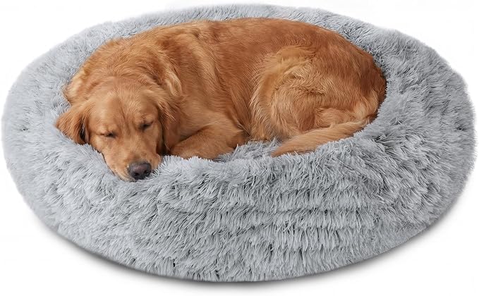JOLLYVOGUE Calming Dog Beds Large Sized Dog, 36in Donut Washable Large Pet Bed by JOLLYVOGUE