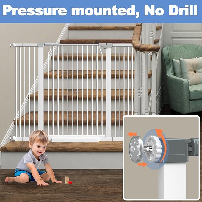 60.2"-65.7" Baby Gates Extra Wide, 40.5" Tall Dog Gate Indoor, Walk Through Pet - Image 4