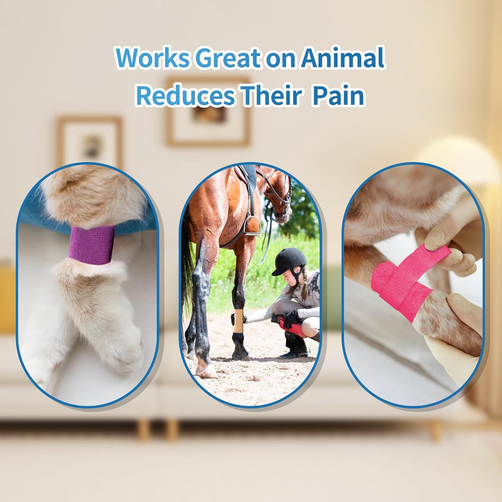 PHYTOP Self Adhesive Bandage Wrap 4 inches x 5 Yards, 12 Pack of Cohesive Tape for First Aid, Sports, Wrist and Ankle, Also for Horses & Dogs as Vet Wrap (Beige)