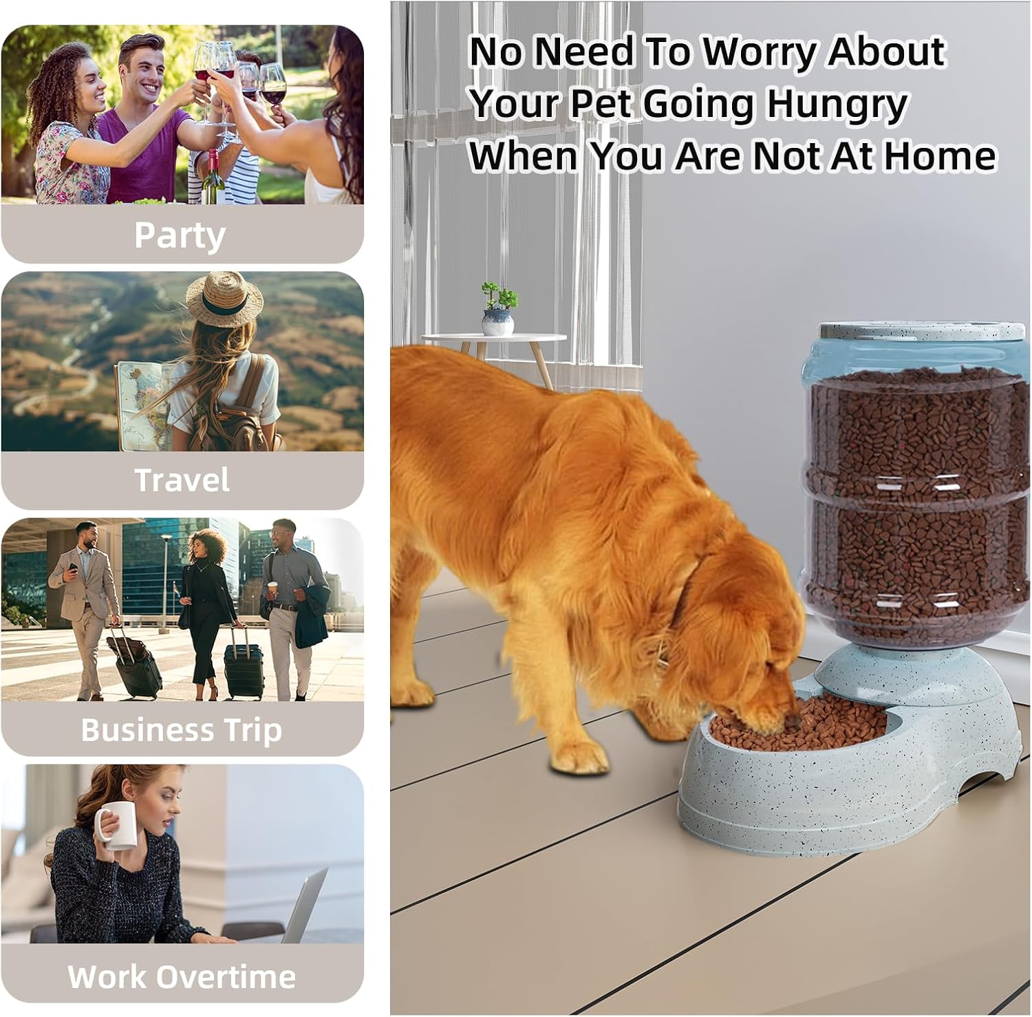 Kenond 3 Gallon Gravity Feeder, Automatic Dog Feeder, Dog Food Dispenser for Large Breed