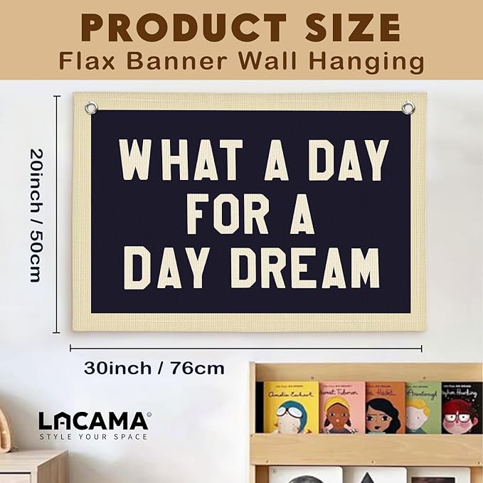 Lacama Boys Room Decor, Boy Nursery Decor, Canvas Banner Wall Hanging Banner Flag Decor for Nursery Playroom Toddler Room, Boys Kids Rooms Decor 30x20 Inch