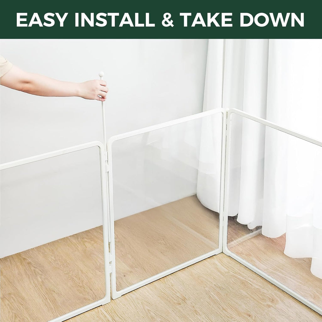 FXW Homeplus Unleashed Indoor Dog Playpen - Stress-Free and Safe Play, Heavy Duty 24 Inch 5 Acrylic Panels + 5 Wire Panels Dog Pen for Puppy and Small Dogs, White│Patented