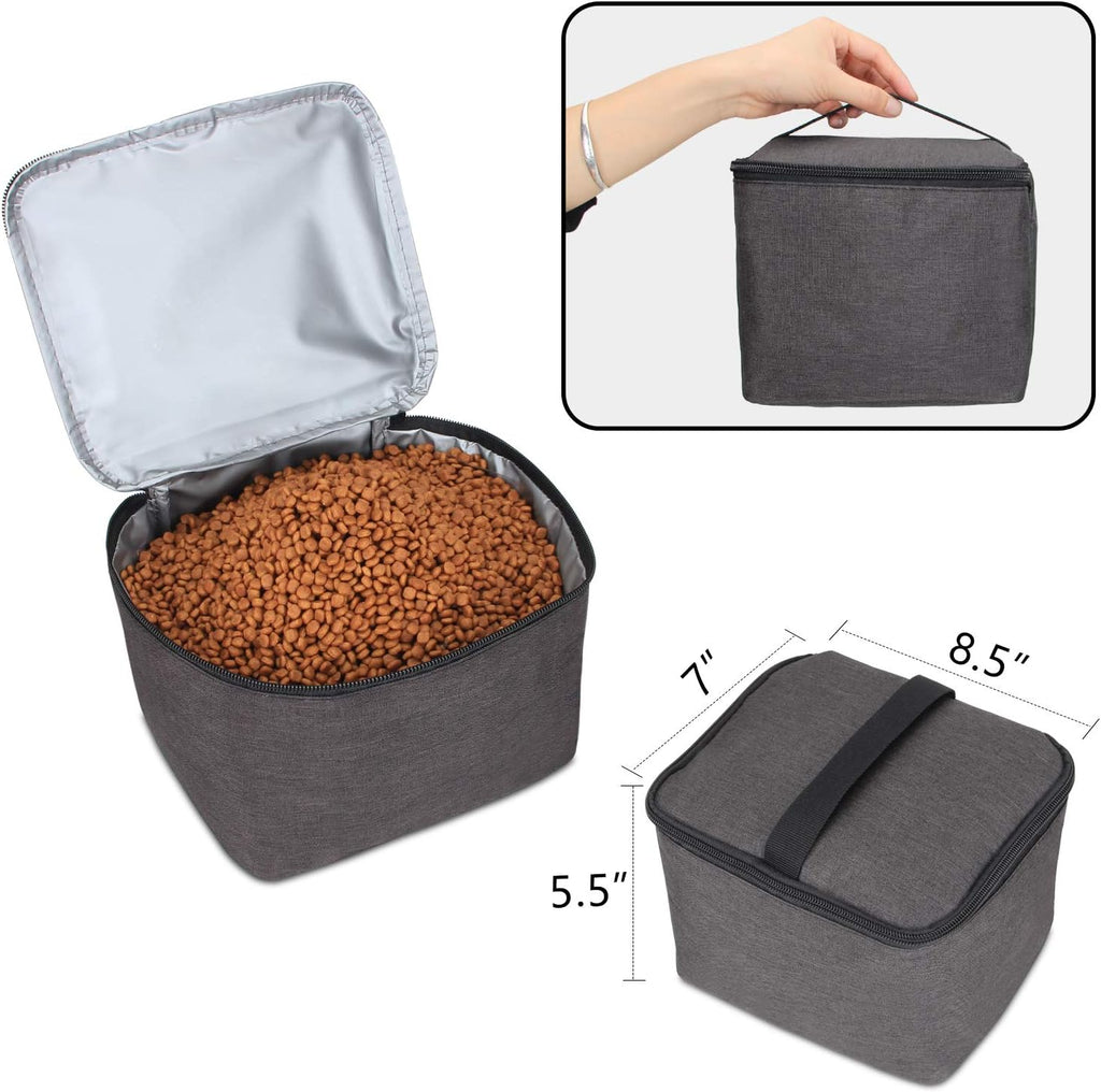 Teamoy Double Layer Dog Travel Bag, Dog Bag for Supplies with 2 Silicone Collapsible Bowls, 2 Food Carriers, 1 Water-Resistant Placemat, Pet Supplies Weekend Tote Organizer (Large, Black)