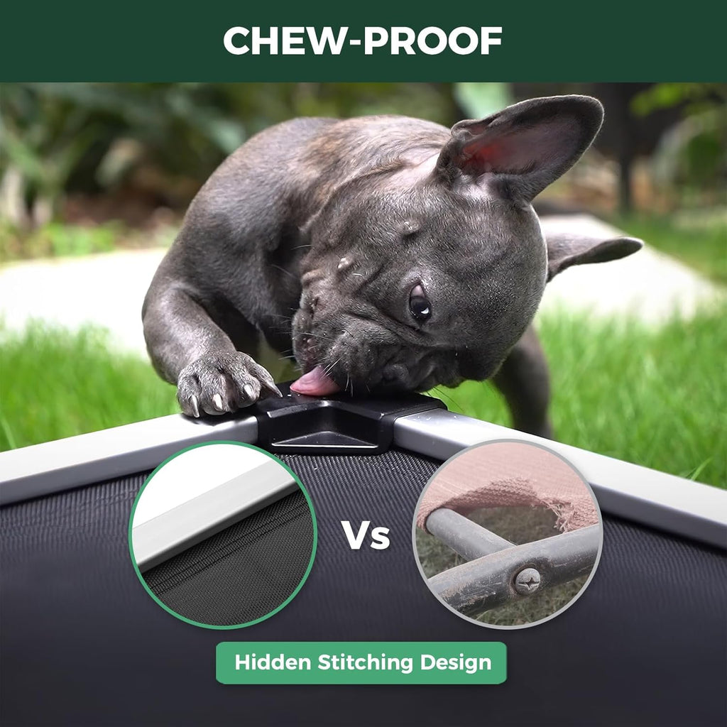 FXW TitanNest Chew-Proof Elevated Dog Bed, Raised Cot for Indoor/Outdoor/Camping Use, Durable & Waterproof Cooling Pet Bed for Small Dogs, 35.0" L x 22.0" W x 4.5" H, Black