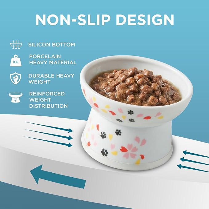 Necoichi Raised Cat Food Bowl – Ceramic Elevated Cat Bowl - Image 5