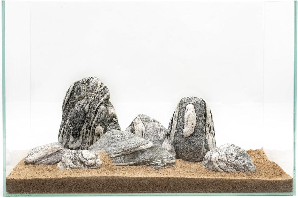 Natural Aquarium Rocks Silver Seiryu Rock Decorative Stone for Aquariums and Terrariums Animal Feeding Box, Micro Landscape, Stone Landscape and Bonsai.(10lb 2-7inch 5-6Pcs)