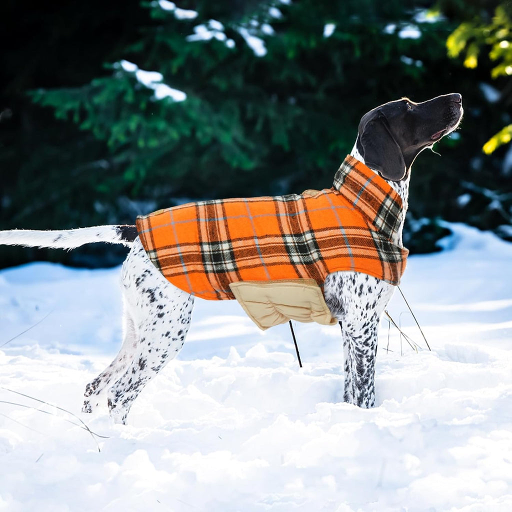 Kuoser Waterproof Dog Coat, Reversible Dog Jacket for Medium Dogs, Adjustable Durable Doggie Winter Coat Warm Puppy Cold Weather Apparel from Small to Large Breed, Orange M