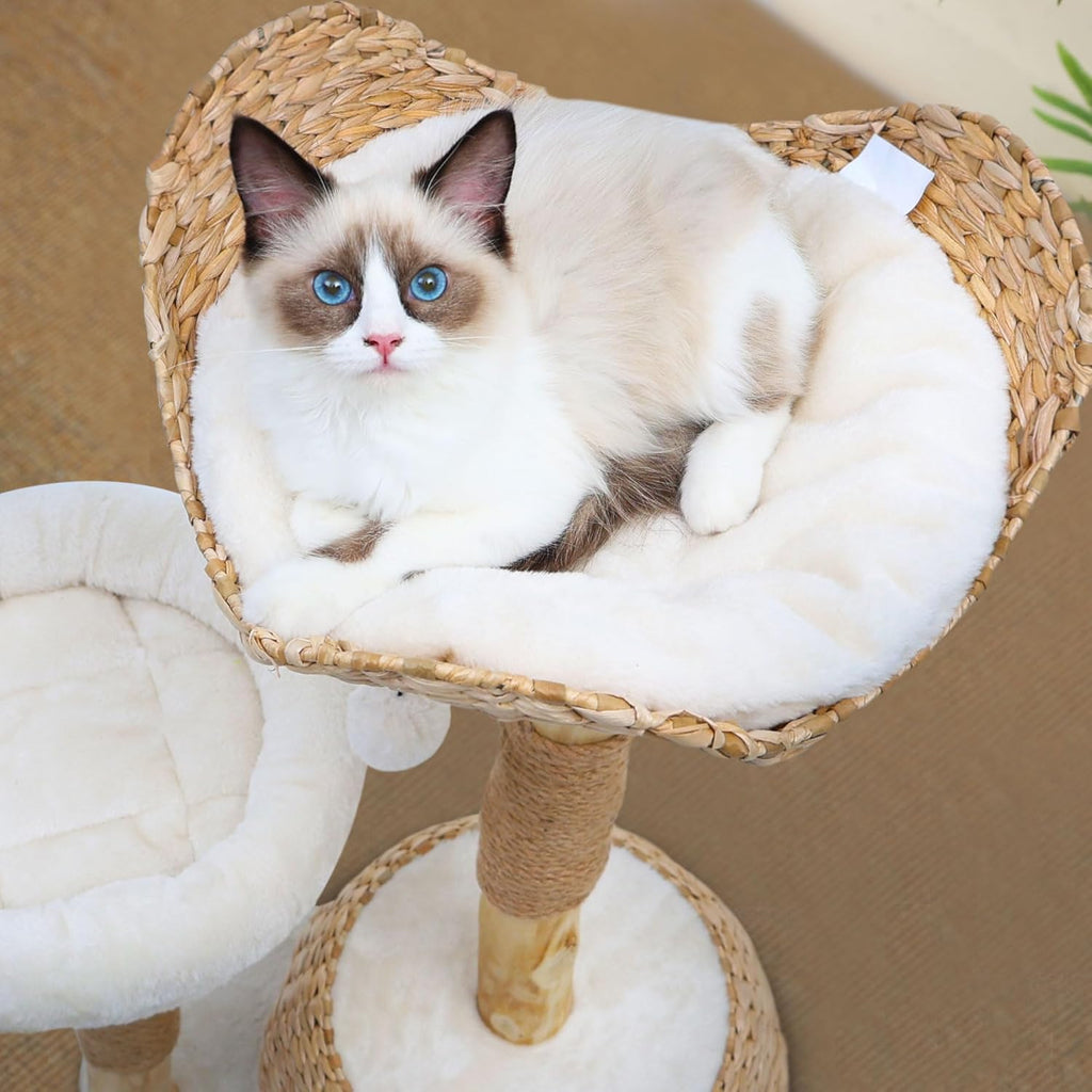 Wooden Cat Tree, Modern Cat Tree Tower with Jumping Platforms, Baskets, Cat Condo, 40" Cat Scratching Posts for Indoor Cats Kitten